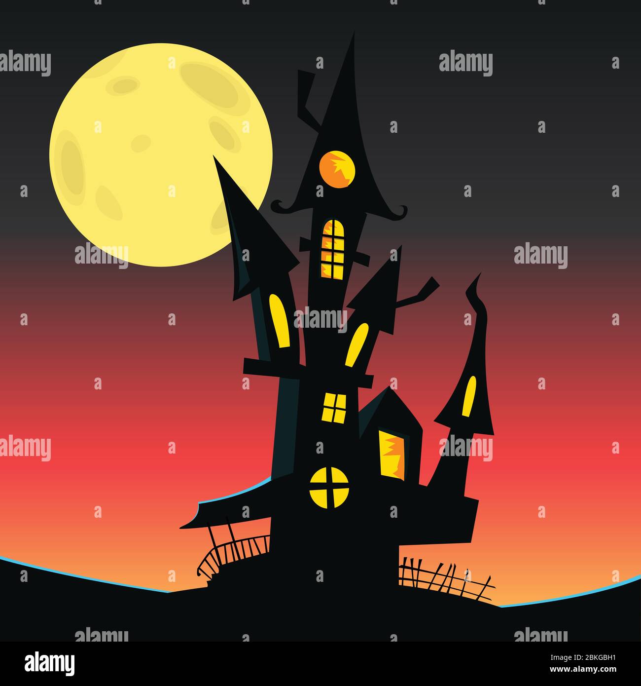 Scary haunted house. Halloween background illustration Stock Vector ...