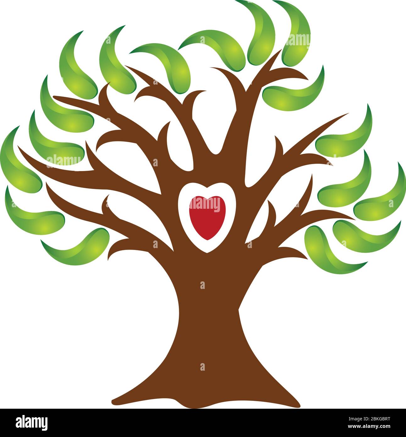 Illustration art of a love tree logo with isolated background Stock Vector