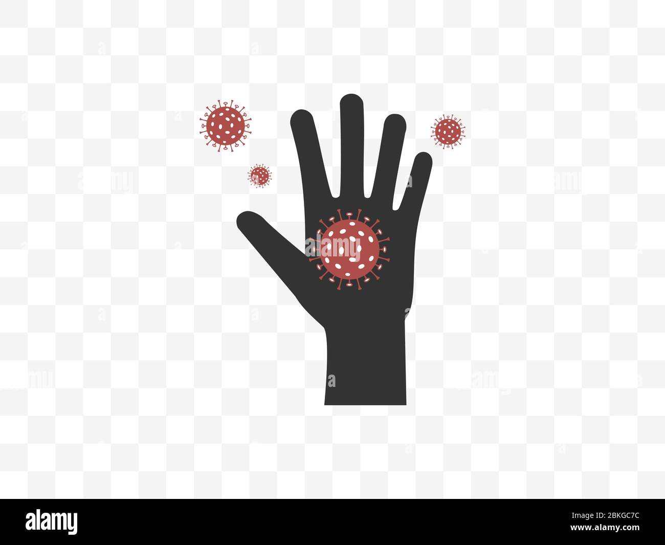 Hand, virus icon. Vector illustration, flat design. Stock Vector