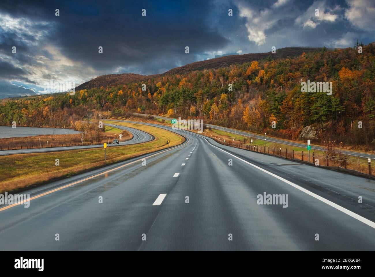 New York,United States,October 24,2009.Highway in upstate New York in