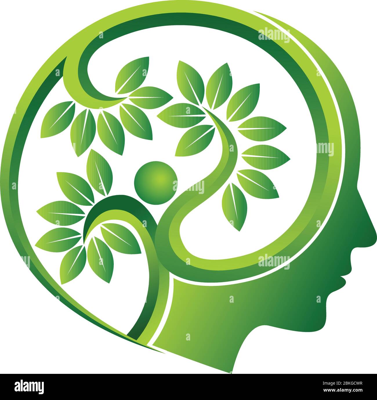 human head leaf logo Stock Vector
