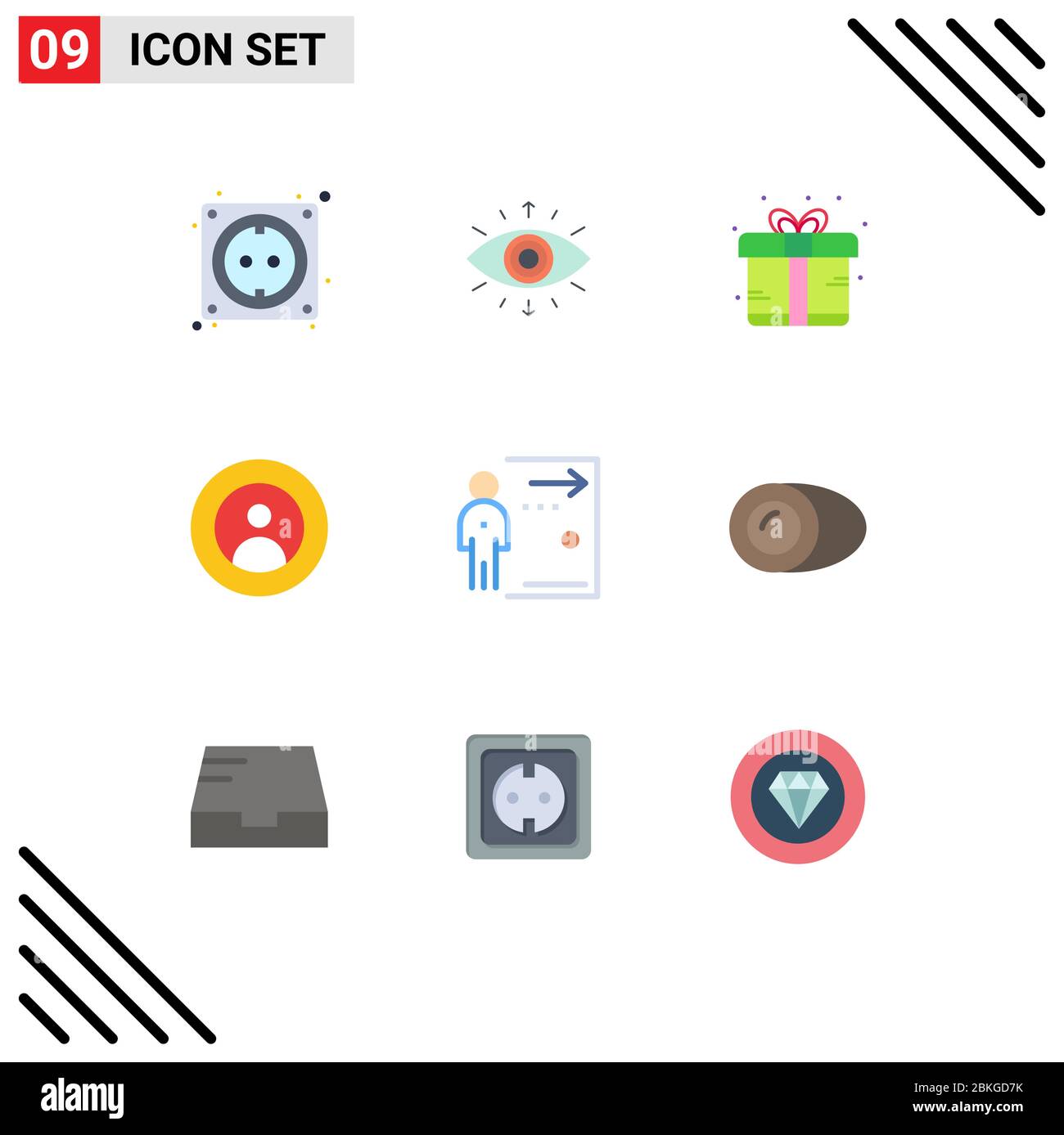 9 Creative Icons Modern Signs and Symbols of door, user, box, people, earth Editable Vector Design Elements Stock Vector