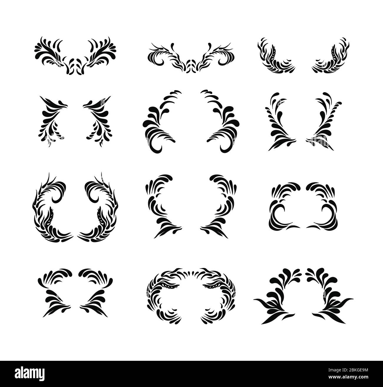 Floral ornament elements collection isolated on white. Ornate elegant ...