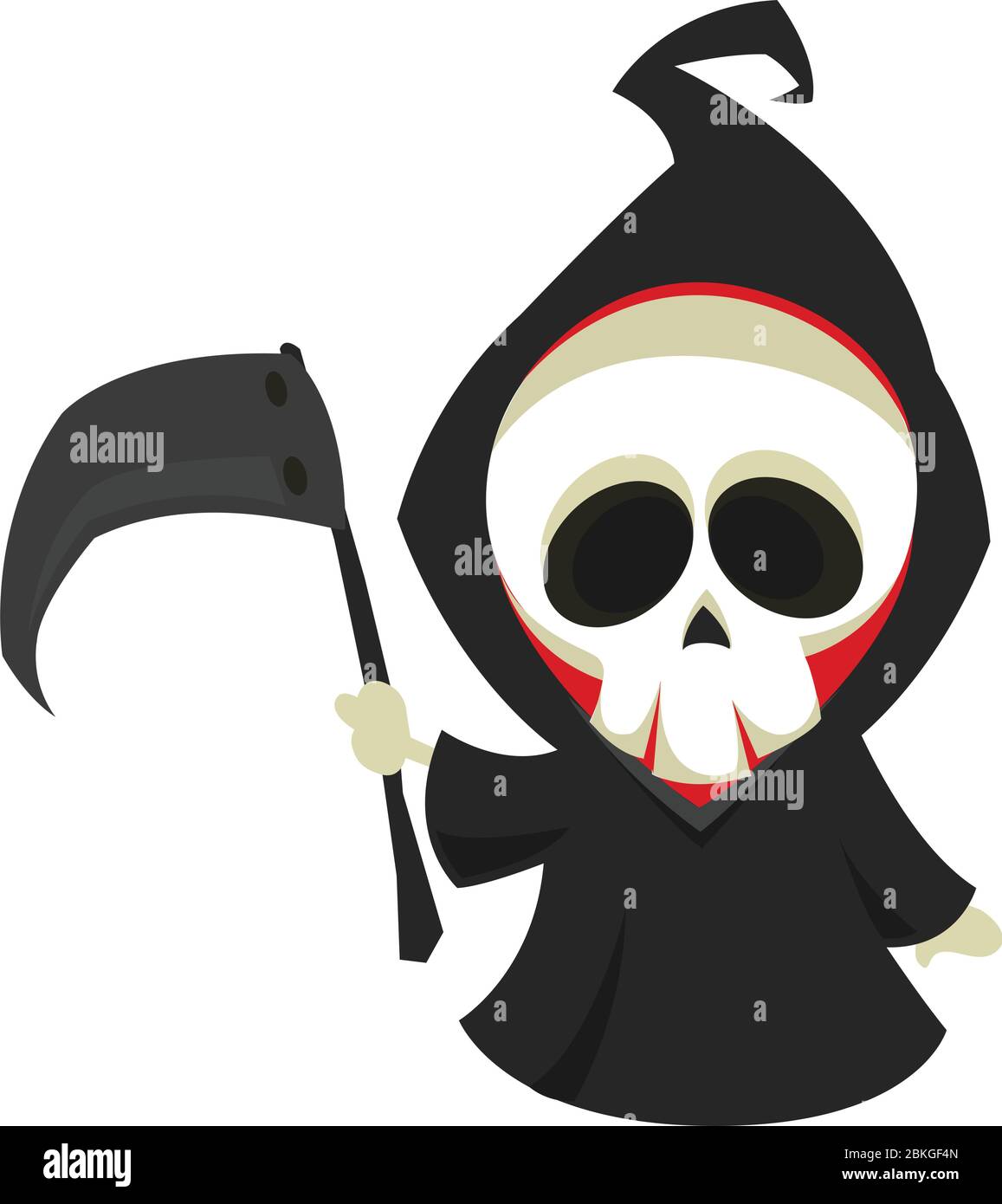 Funny cartoon grim reaper with scythe. Halloween death character  illustration Stock Vector Image & Art - Alamy