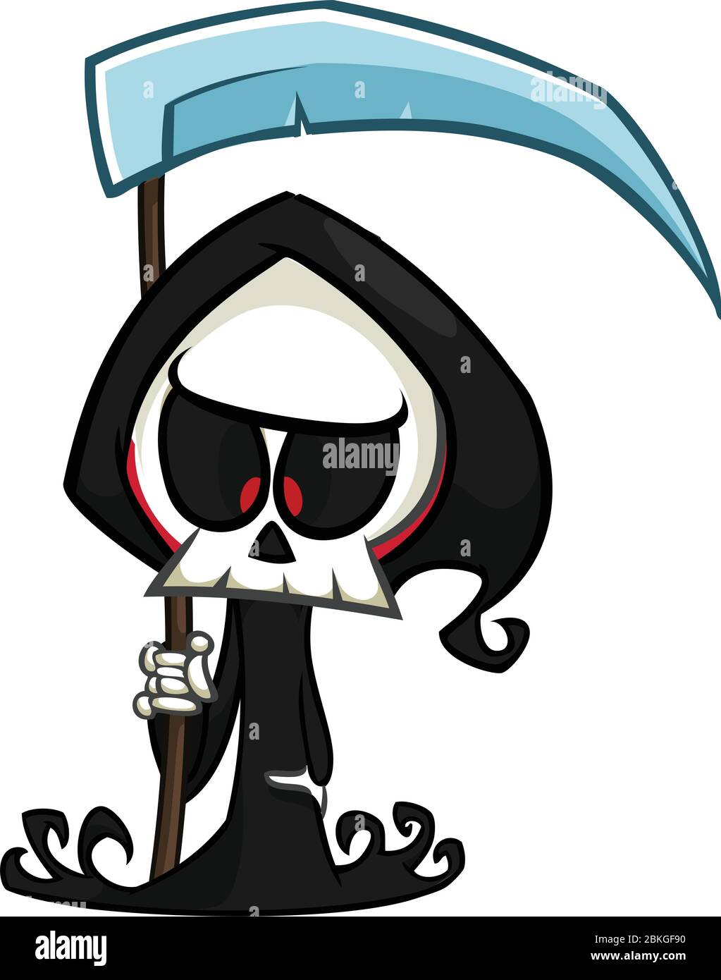 Premium Vector  Cute grim reaper holding scythe cartoon icon illustration  wake up