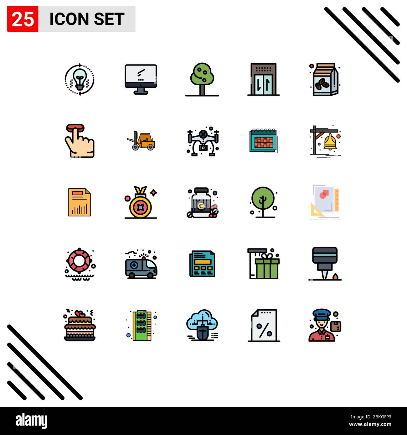 25 Filled line Flat Color concept for Websites Mobile and Apps coffee box,  travel, imac, hotel, tree Editable Vector Design Elements Stock Vector  Image & Art - Alamy