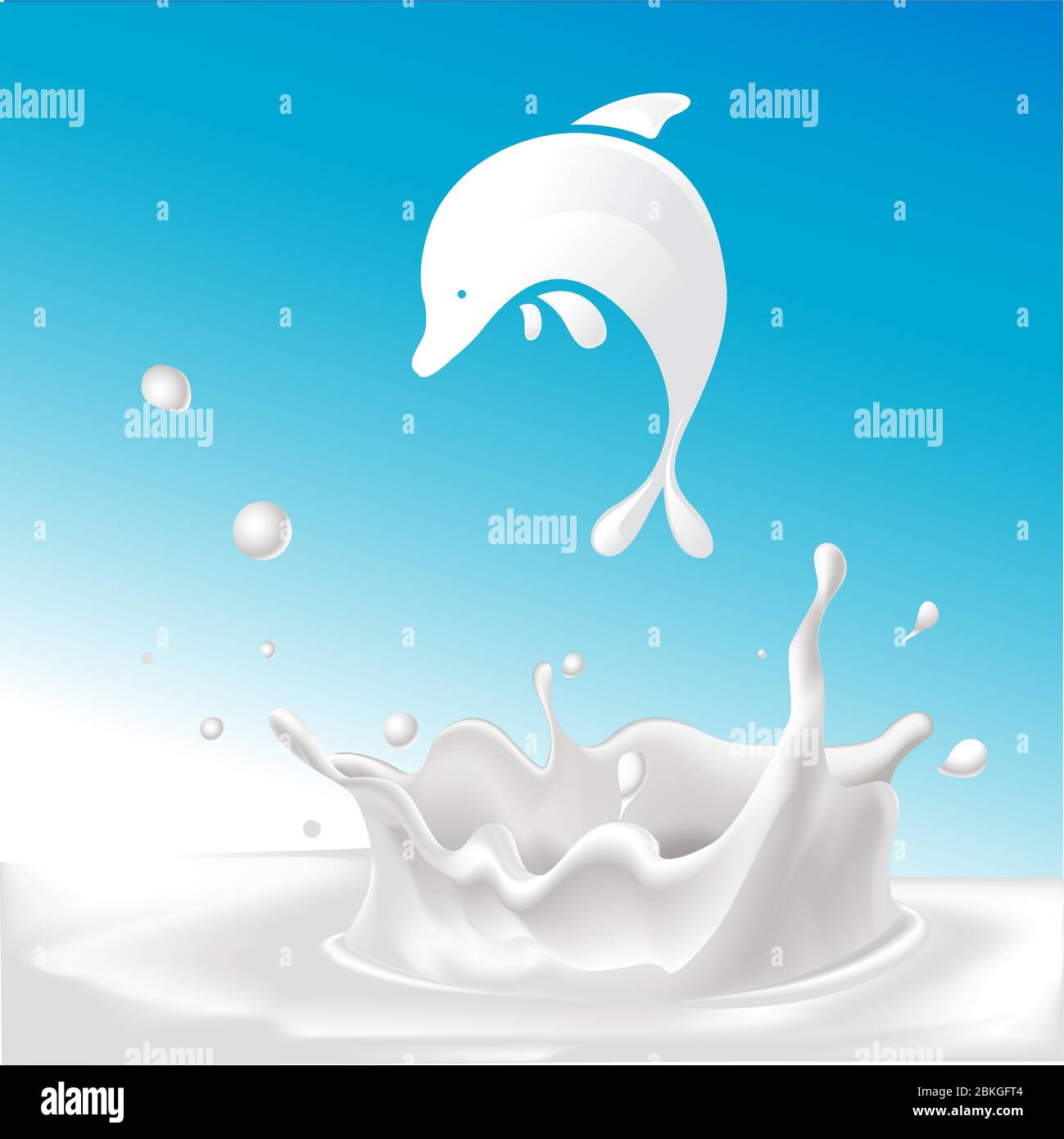 dolphin in milk splash - vector illustration Stock Vector