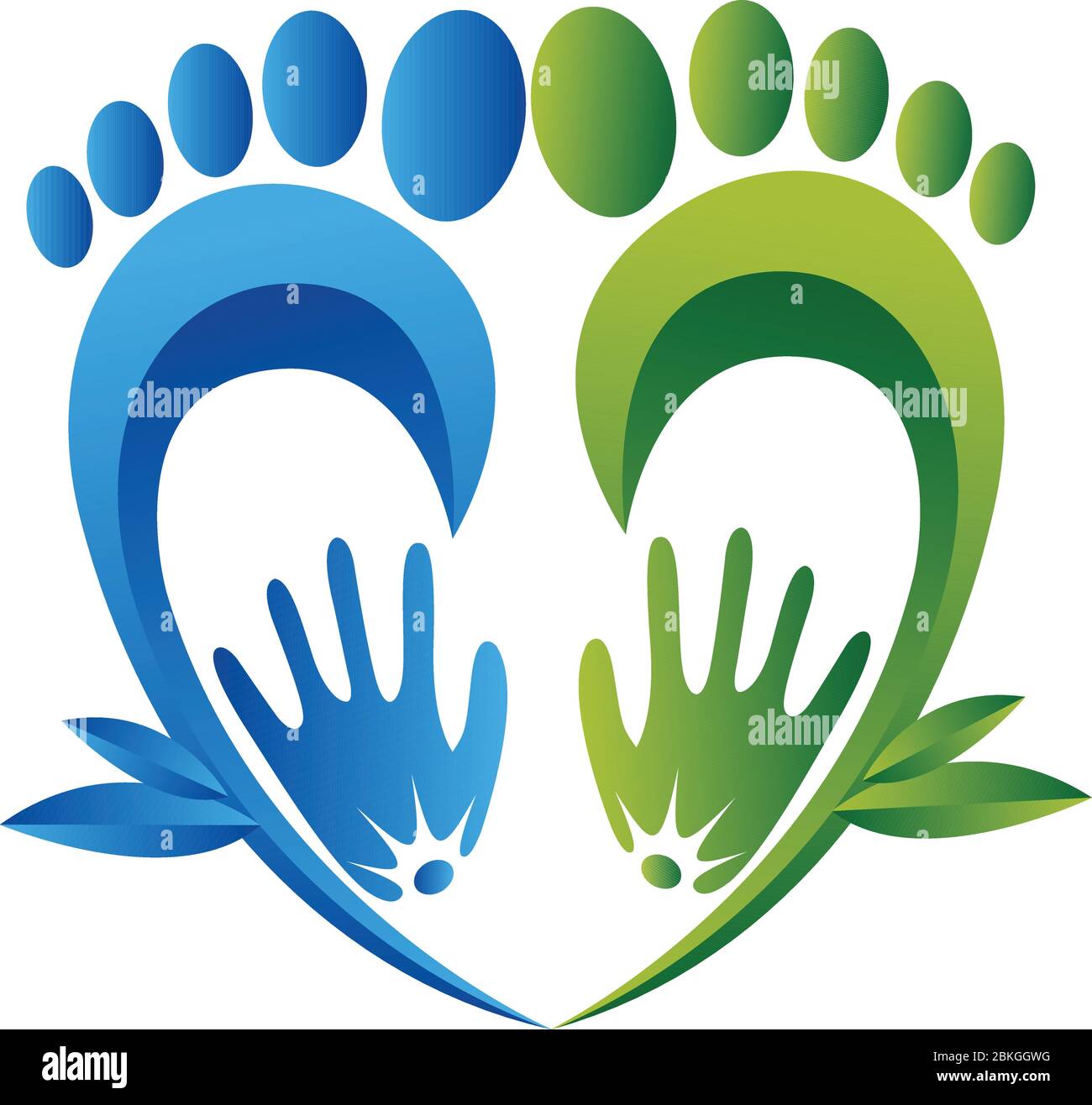 herbal foot massaging logo Stock Vector