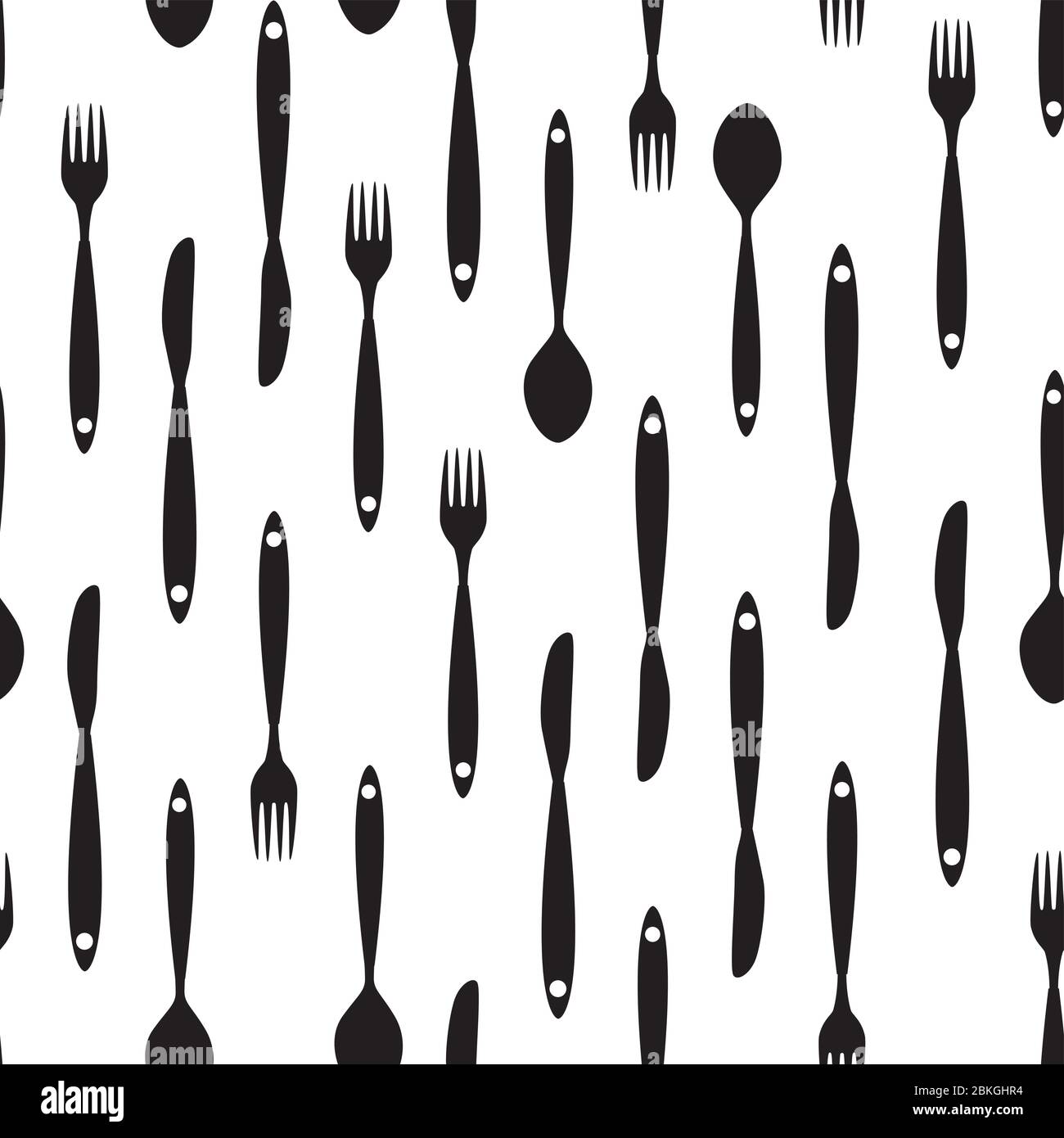 Seamless Pattern with Forks, Spoons end Knifes. Vector Illustration Stock Vector