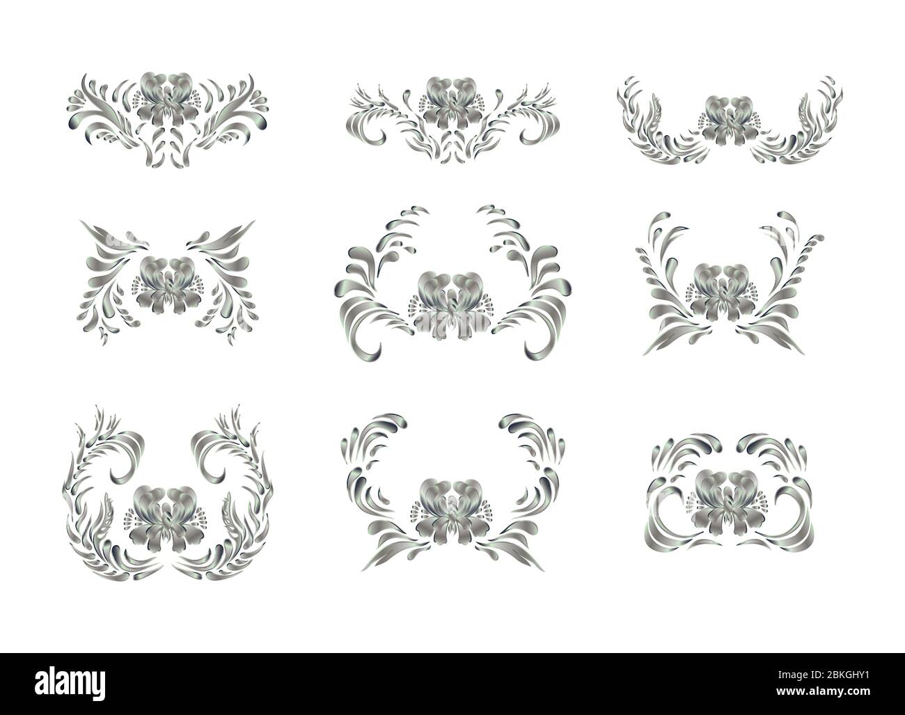 Silver texture. Silver flower on white background Stock Vector Image ...