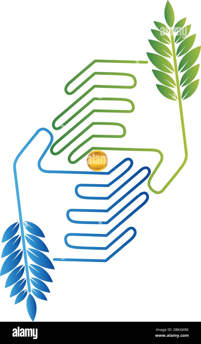 coins in hands logo Stock Vector