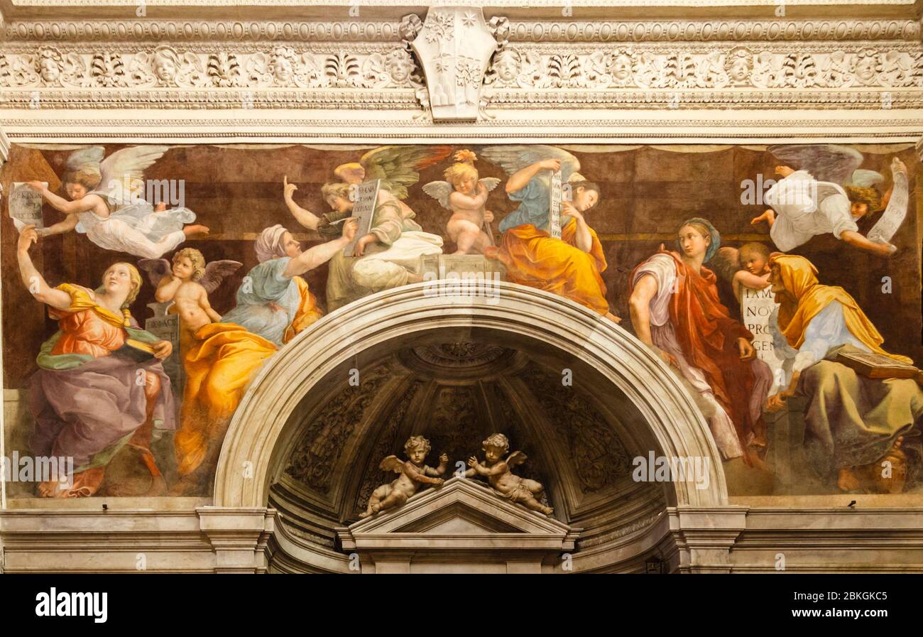 Raphael frescoe i the Church of Sante Maria Della Pace, Rome, Italy Stock Photo
