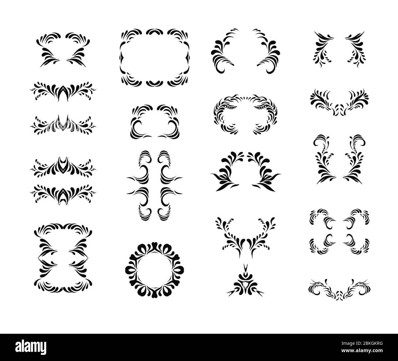 Floral ornament elements collection isolated on white. Ornate elegant ...