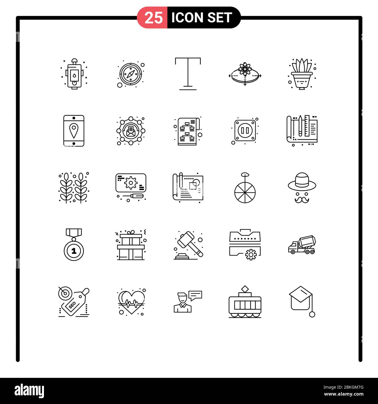 25 Line concept for Websites Mobile and Apps plant, light, font, innovation, concept Editable Vector Design Elements Stock Vector