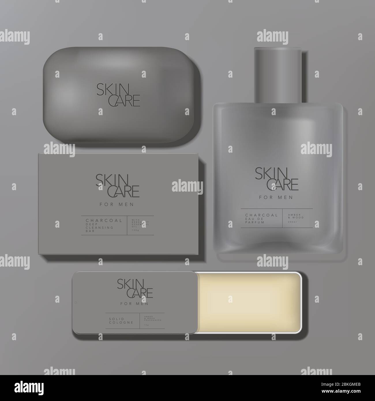 Vector Minimal Mens Grooming Set with Charcoal Soap Bar Wash, Perfume