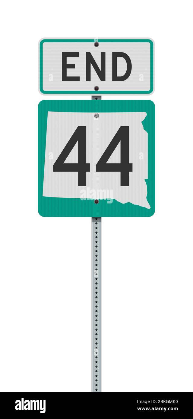 Vector illustration of the South Dakota State Highway 44 and End road signs on metallic post Stock Vector