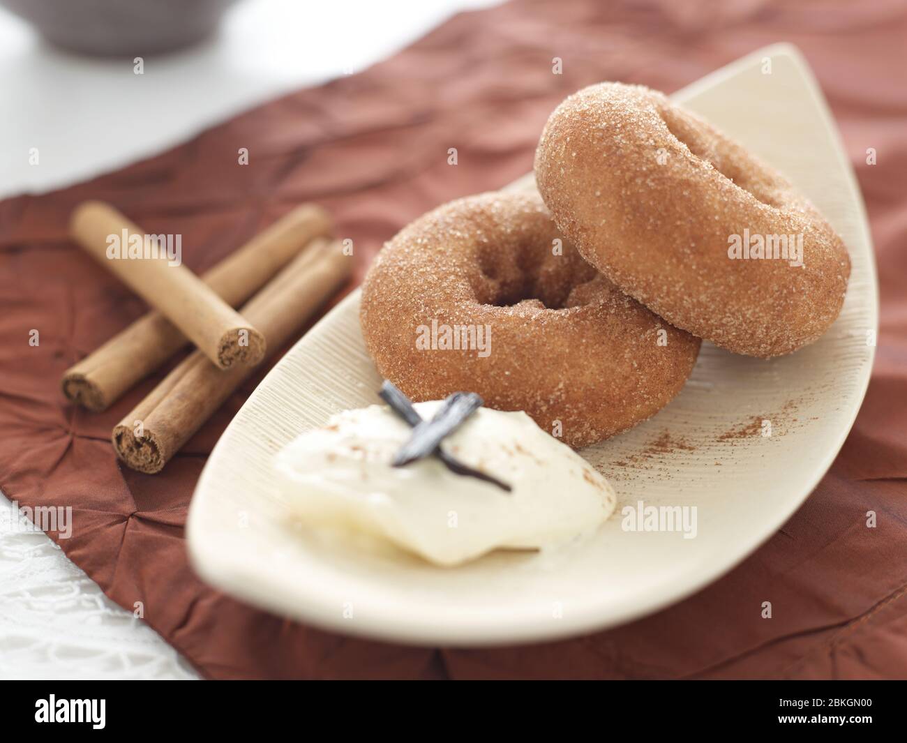 vanilla and cinnamon donuts Stock Photo