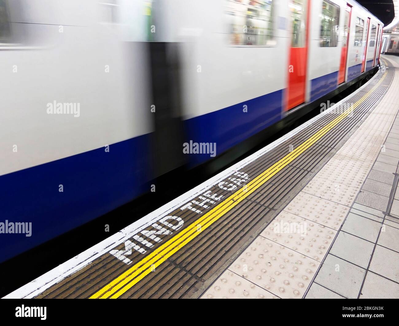 Mind the gap, warning in the London underground Stock Photo