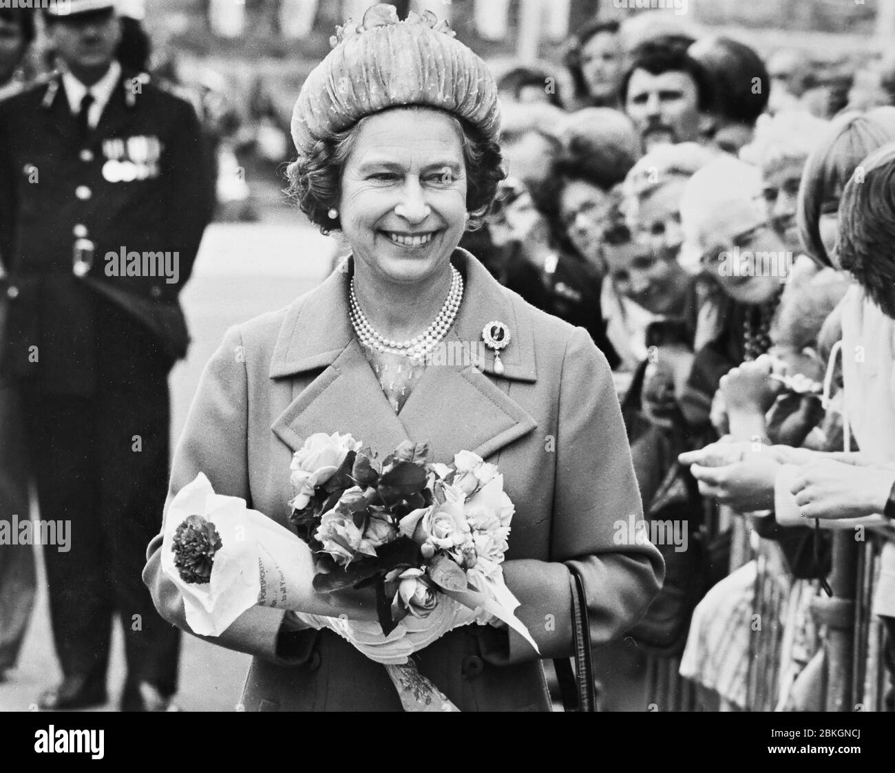 Queen Elizabeth II visiting Portsmouth in July 1980 . Stock Photo