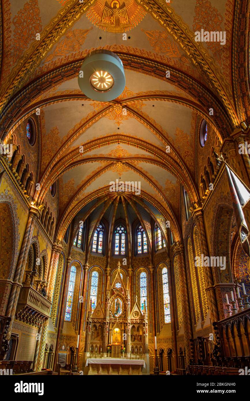 Matthias Church- interior, Budapest, Central Hungary, Hungary Stock ...