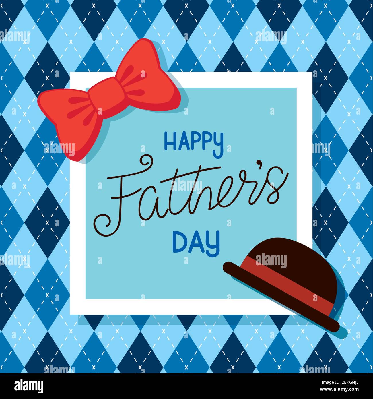 happy fathers day card with hat elegant and bow tie Stock Vector Image ...