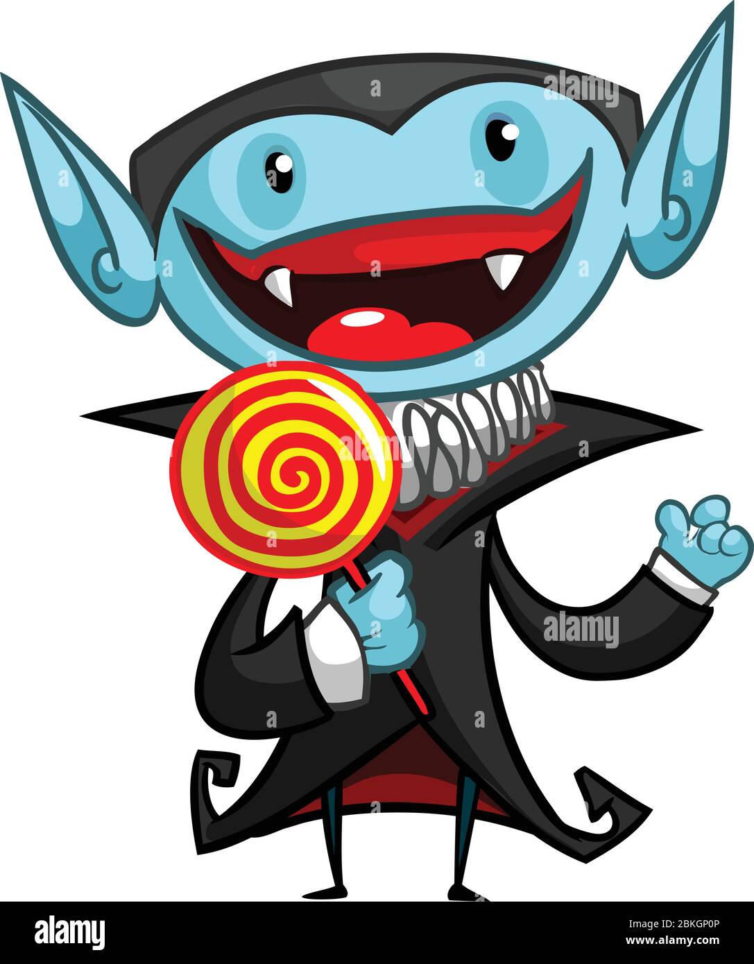 Vector illustration of cartoon vampire licking a lollipop Stock Vector