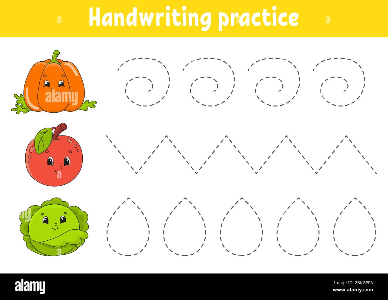 handwriting pactice education developing worksheet activity page fruits and vegetables color game for children isolated vector illustration cart stock vector image art alamy