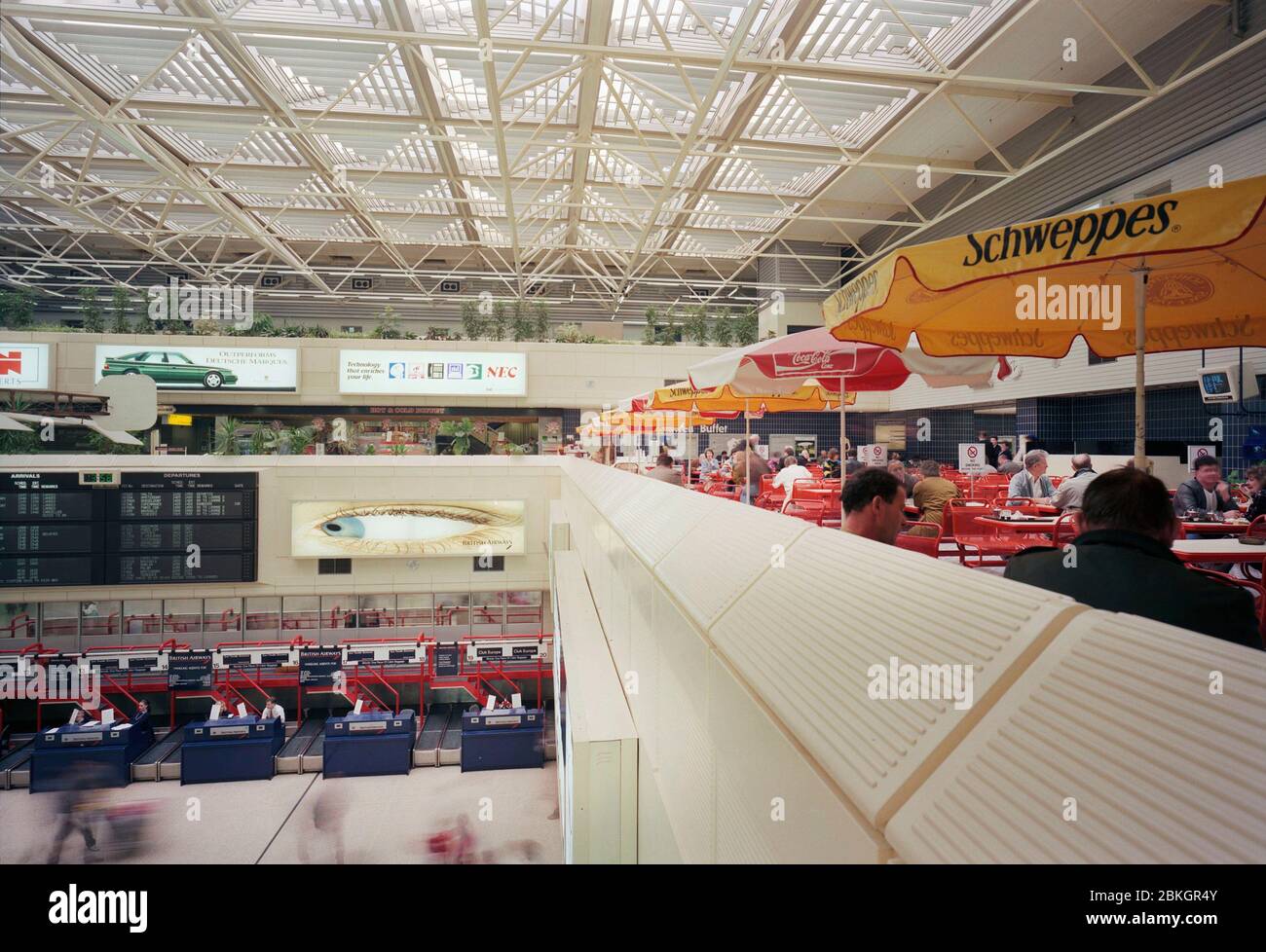 1991, then brand new terminal building, Birmingham Airport, West Midlands, England Stock Photo