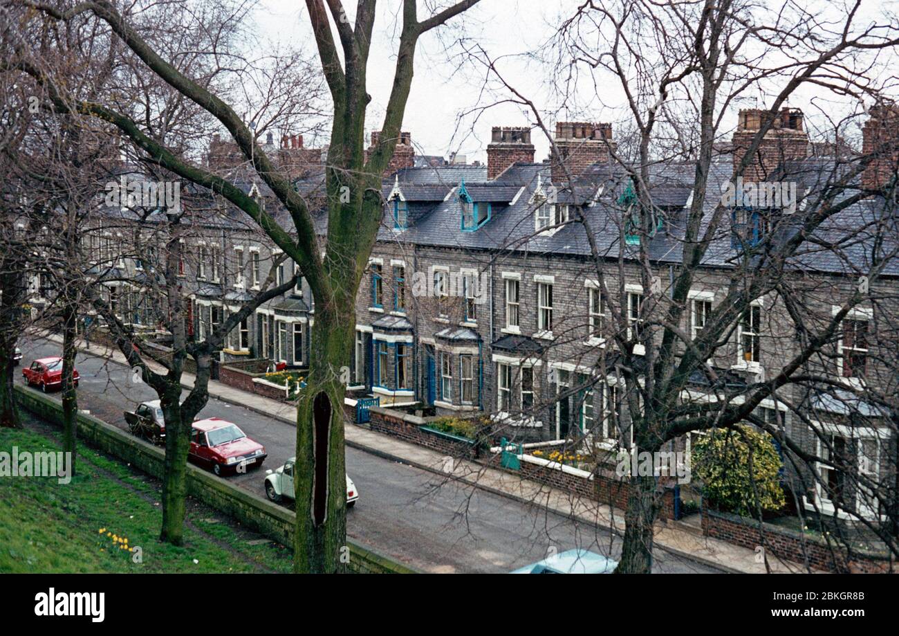 terraced houses, April 13, 1983, York, England, Great Britain Stock Photo