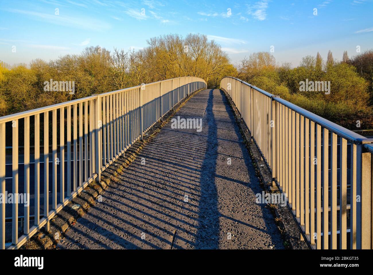 An abstract view of a pedestrian footbridge over the M3 motorway, Shepperton Surrey England UK Stock Photo