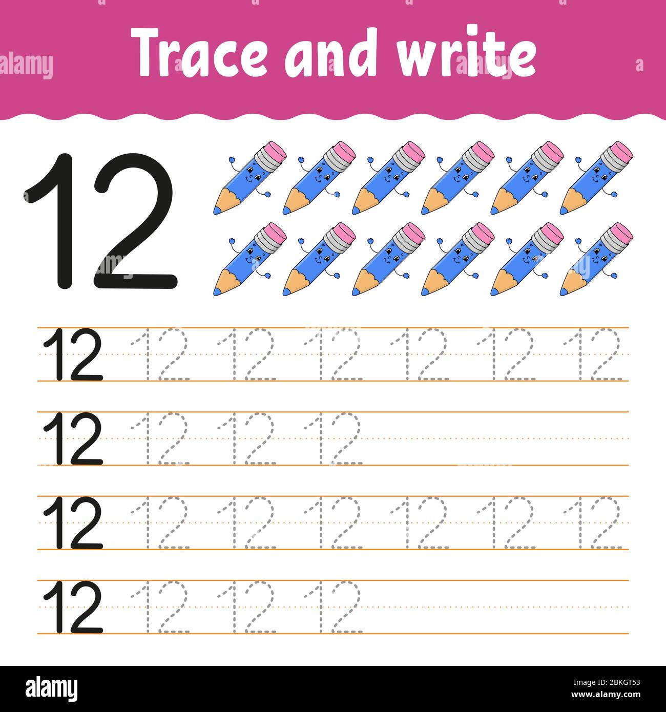 Trace and write. Number 22. Handwriting practice. Learning numbers
