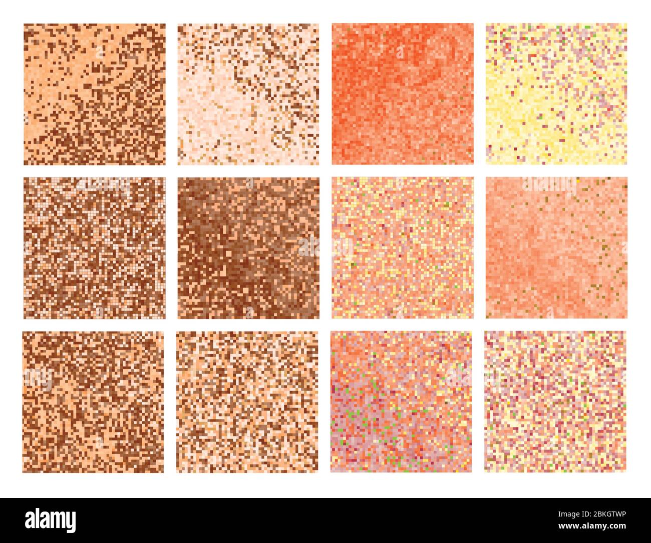 Abstract vector square pixel mosaic background set. Stock Vector