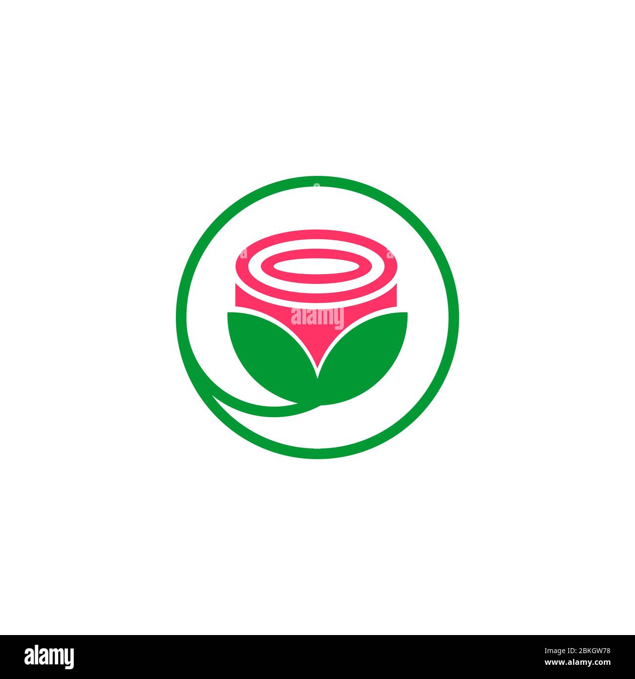 Rose flower graphic design concept template, isolated on white background. Stock Vector