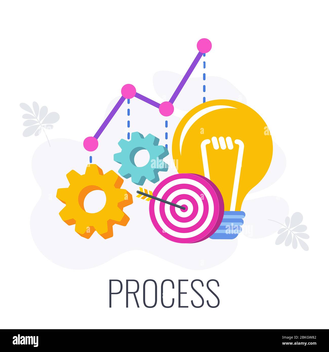Process infographics flat vector pictogram. 7 PS marketing mix Stock