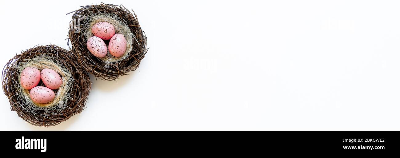 Pink Eggs in Nest Stock Photo
