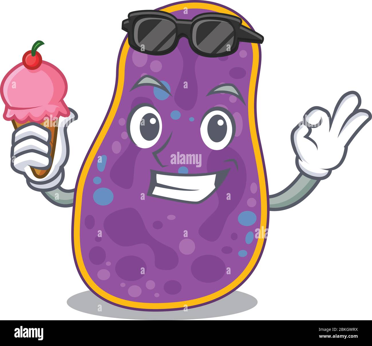Cartoon design concept of shigella sp. bacteria having an ice cream
