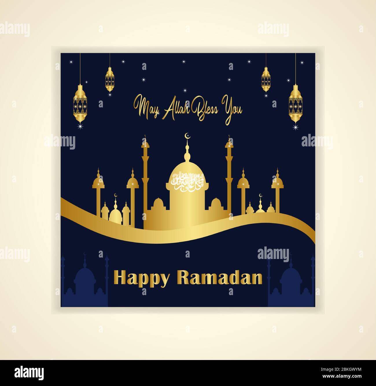 Mosque and Lantern Ramadan Kareem Elegant Social Media Banner With Blue ...