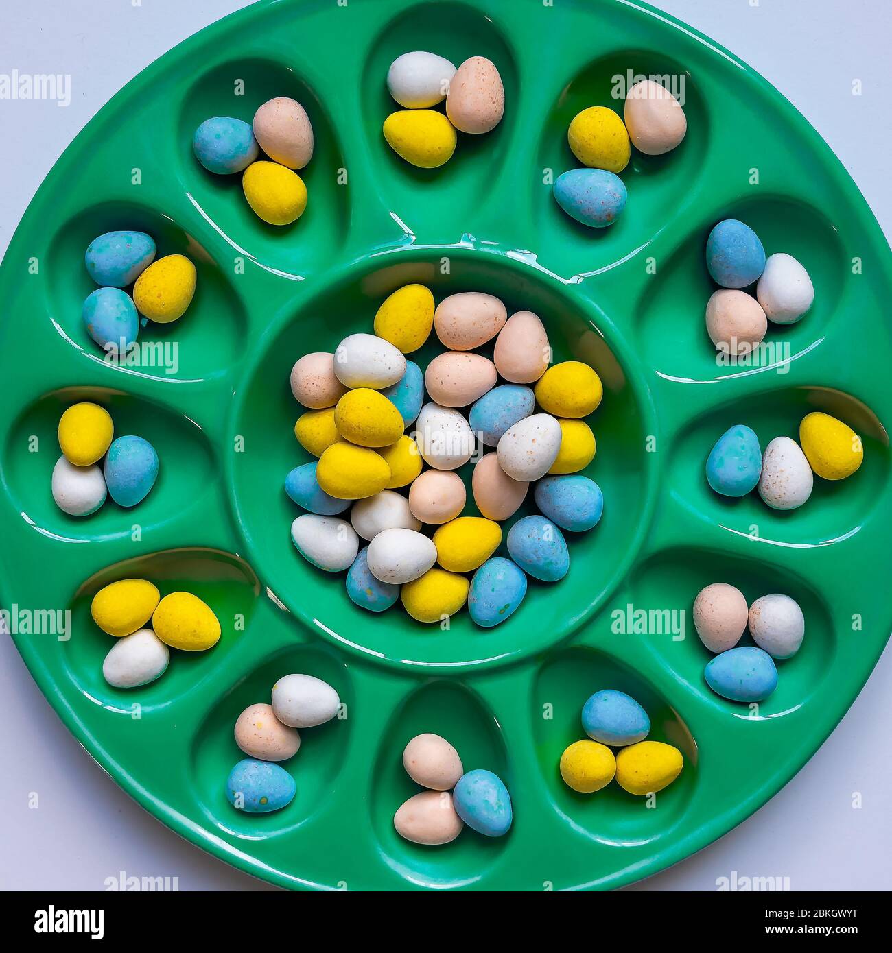 Plate of Chocolate Eggs Stock Photo