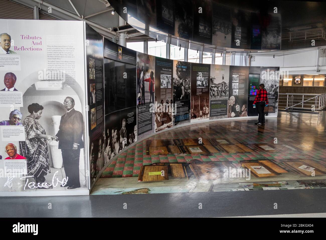 South Africa, Western Cape, Johannesburg, OR Tambo International Airport interior, Oliver Tambo history display at airside viewing area Stock Photo