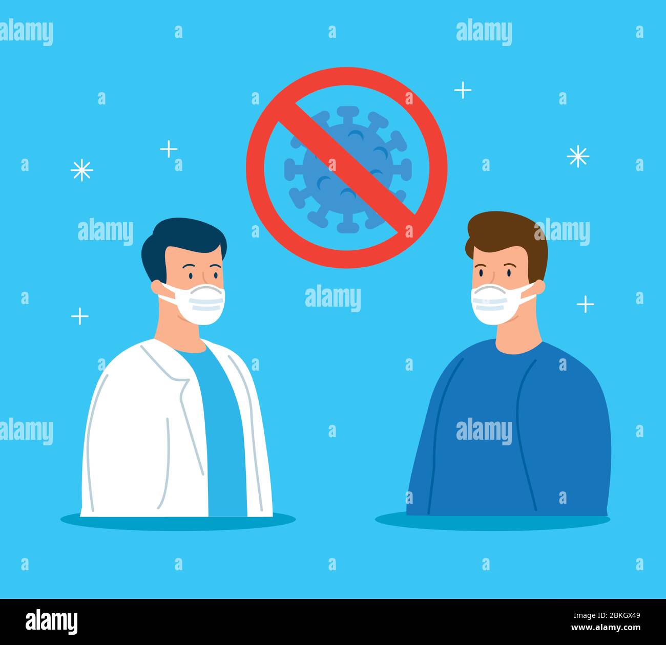 doctor with man sick using face mask Stock Vector