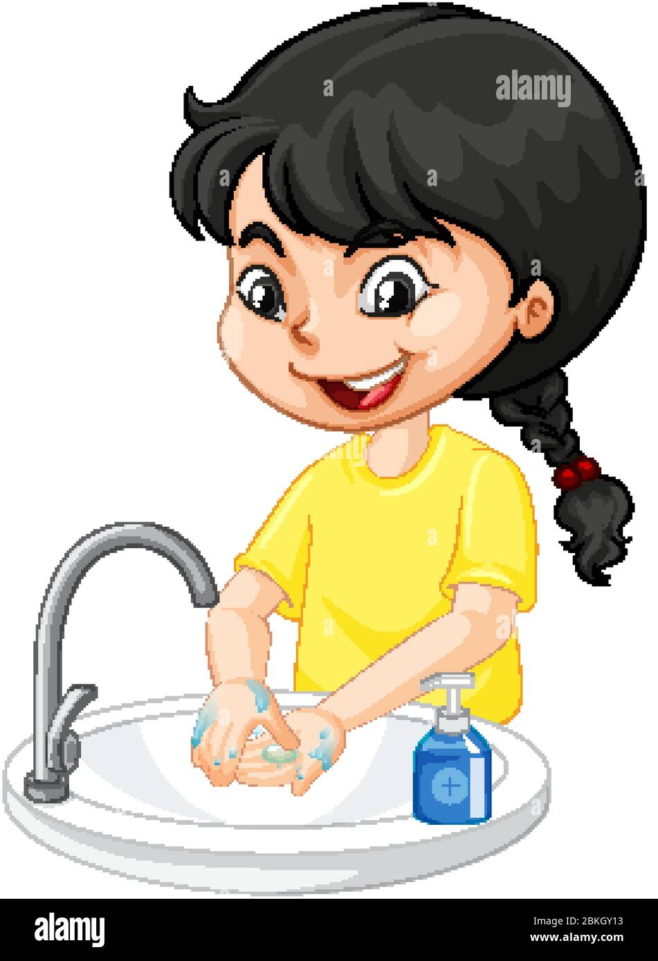 A girl cleaning hands illustration Stock Vector Image & Art Alamy