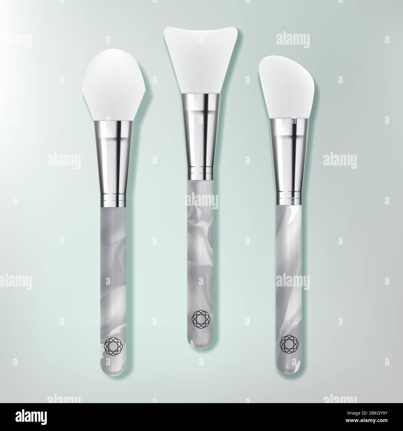 Vector Beauty Spatula Set with White & Gray Marble Effect Resin Handle