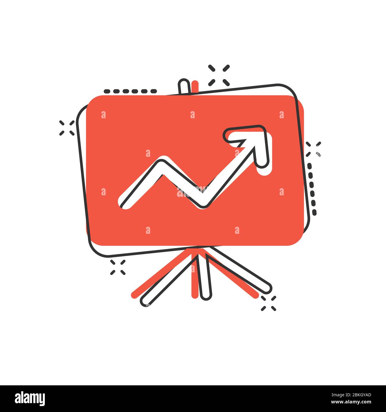 Growth diagram icon in comic style. Finance chart cartoon vector ...