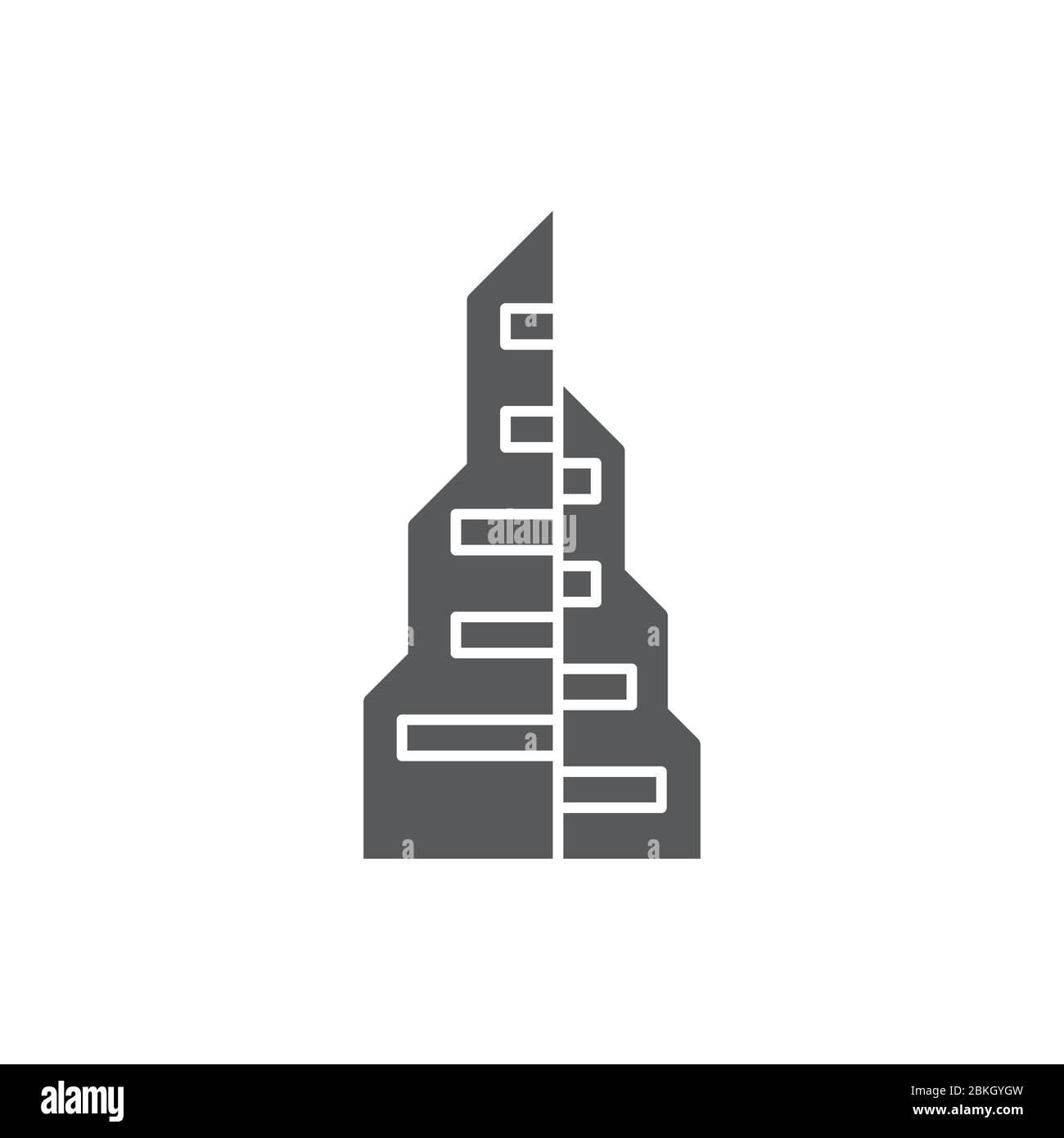 Skyscraper building construction vector icon isolated on white ...
