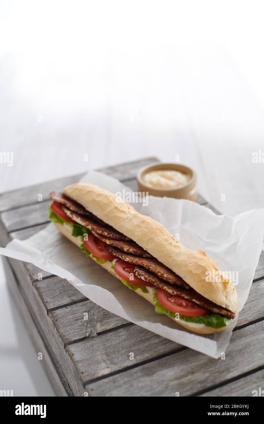 cold meat and salad baguette Stock Photo