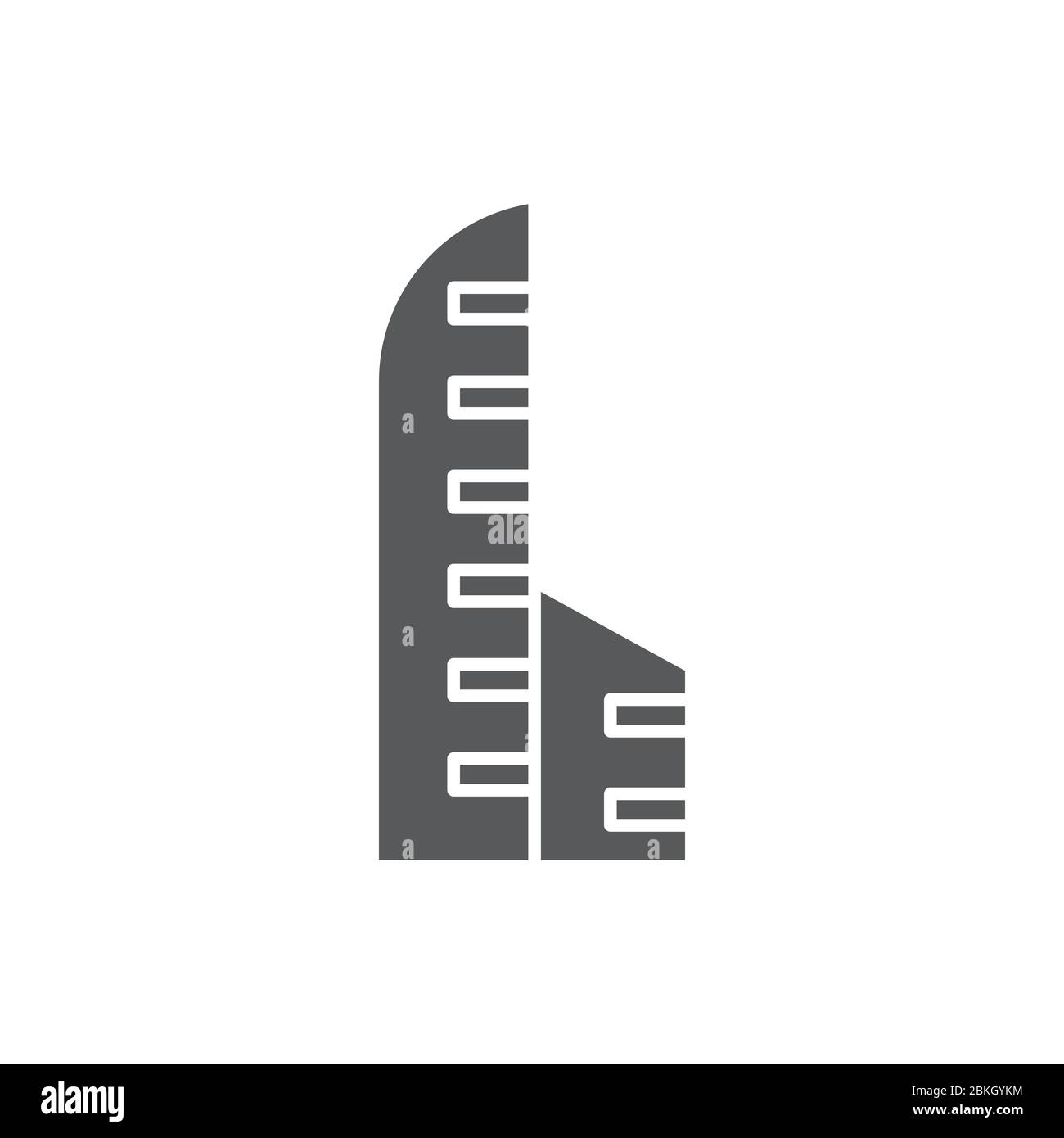 Skyscraper building construction vector icon isolated on white ...