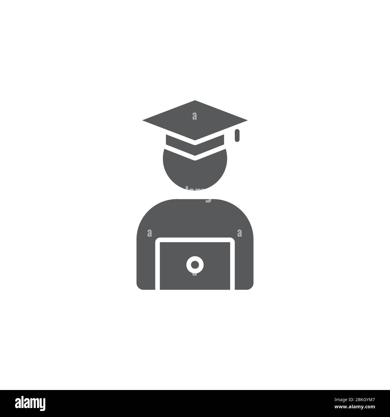 Student Studying on Laptop vector icon symbol isolated on white ...