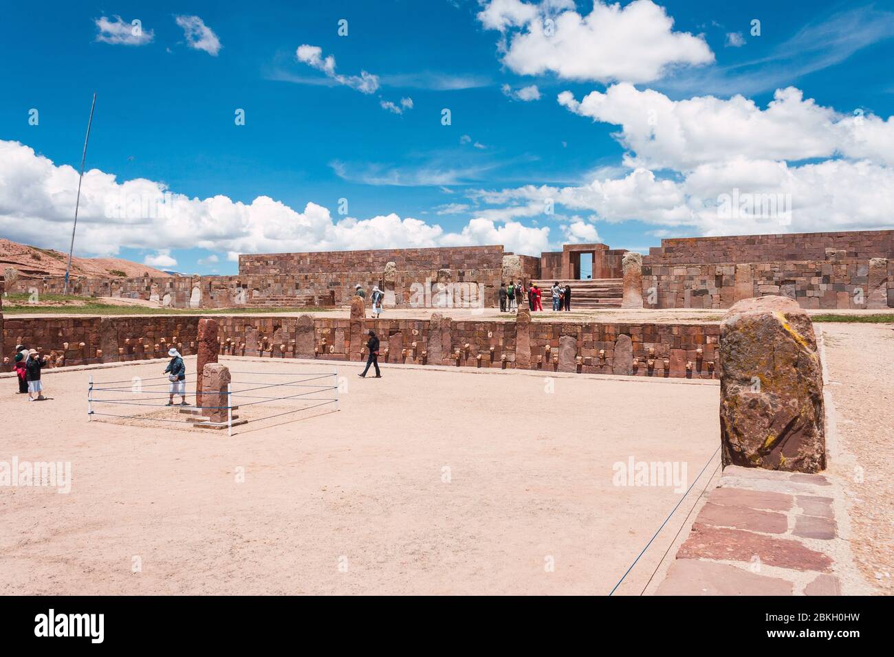 Tiwanaku, Bolivia; february 13 2011: Kalasasaya Temple, important pre-Columbian archaeological site in Tiwanaku Stock Photo