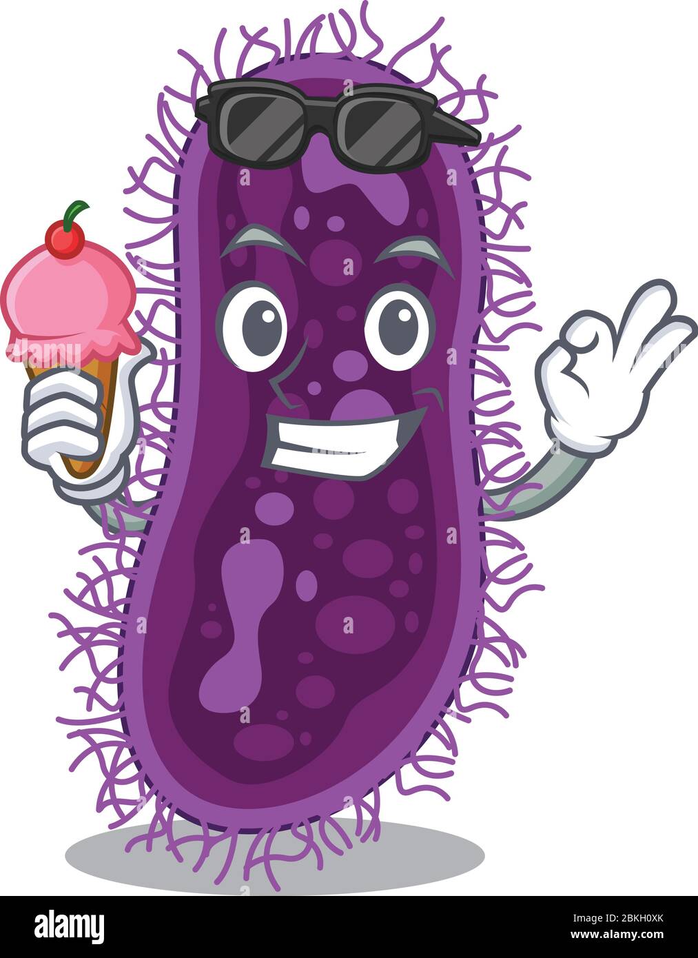 Cartoon design concept of lactobacillus rhamnosus bacteria having an