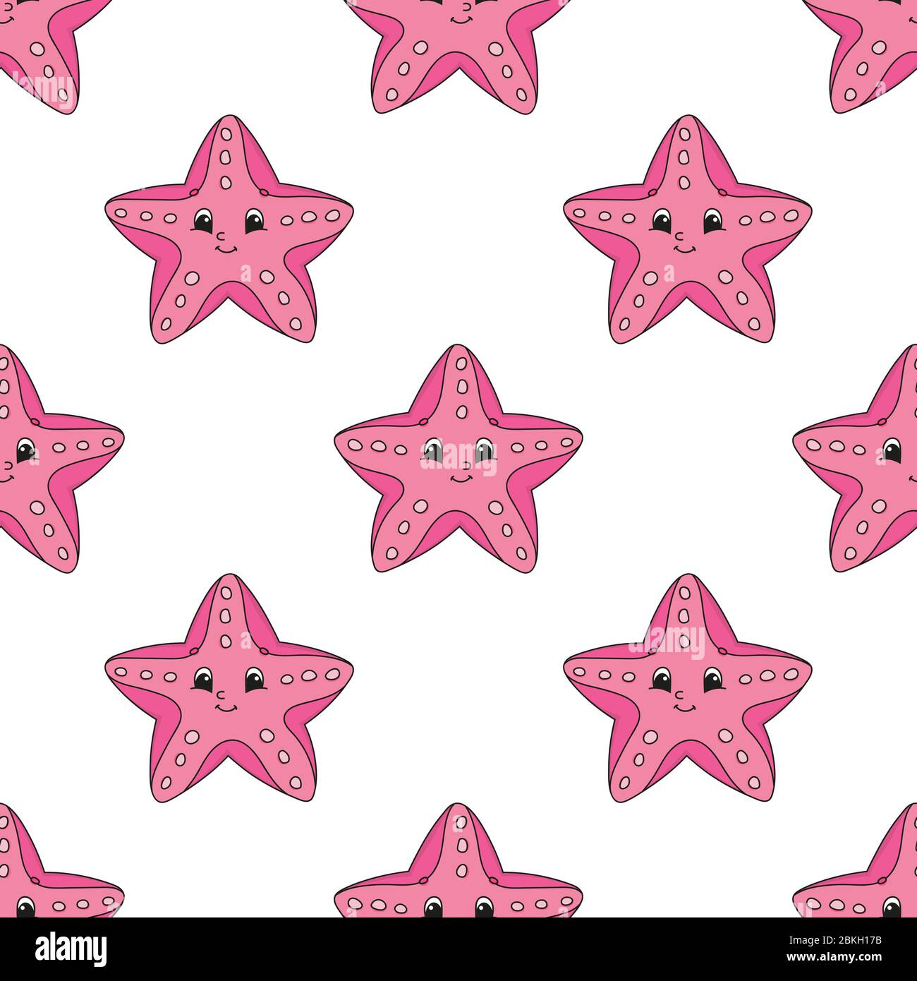 Colored cartoon seamless pattern. Sea starfish. Cartoon style. Hand ...